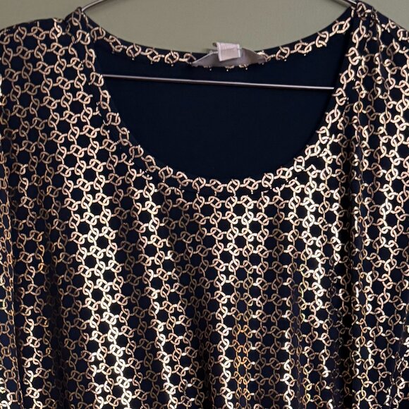 MICHAEL KORS Women's Metallic Chain-Print Knot Mini Dress plus size - Picture 3 of 3